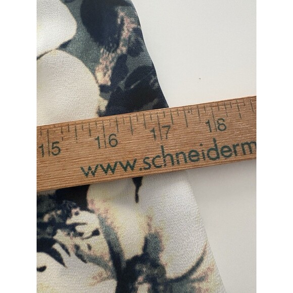 INTERMIX Silk Maxi Dress Size S Green Floral Hi-Low Spaghetti Strap Lightweight - Picture 15 of 16